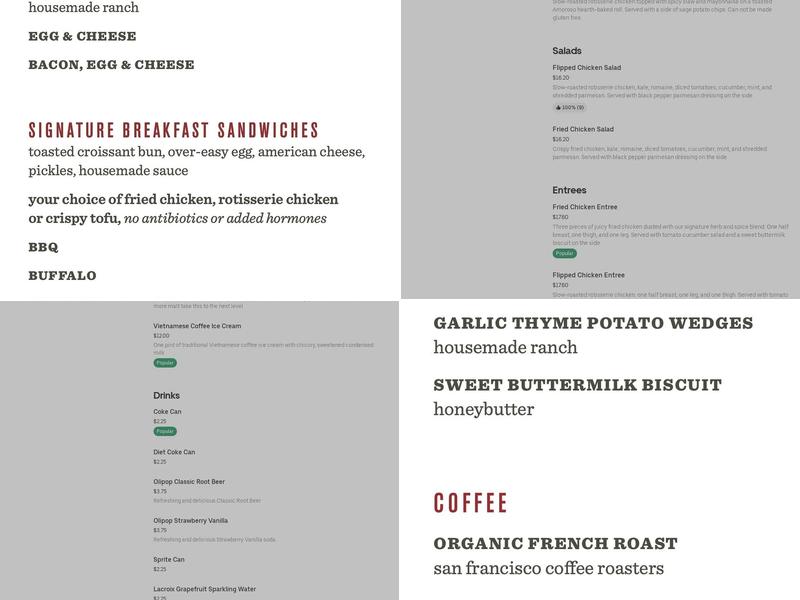 Proposition Chicken On The Fly Menu