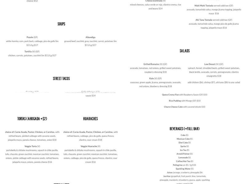 LOW DESERT / MODERN MEXICAN Menu