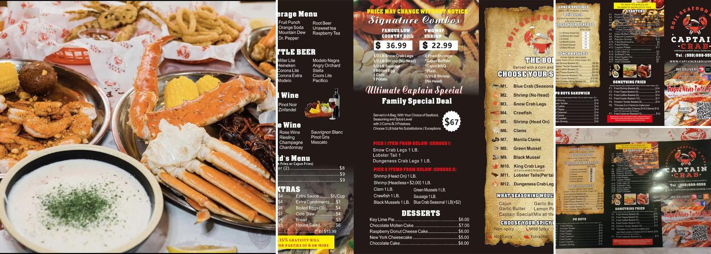 Captain Crab Menu