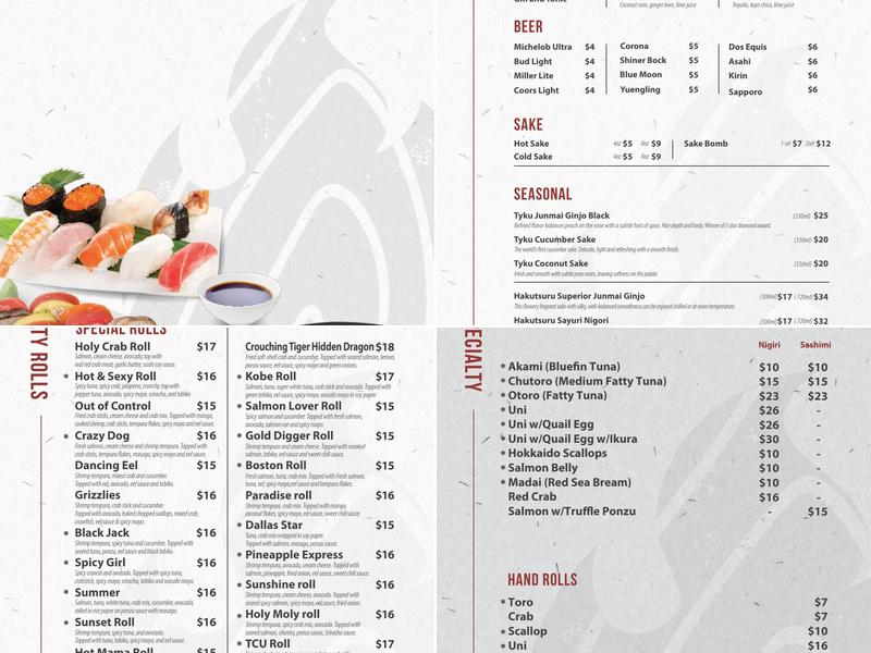 Kobe steakhouse & sushi Menu