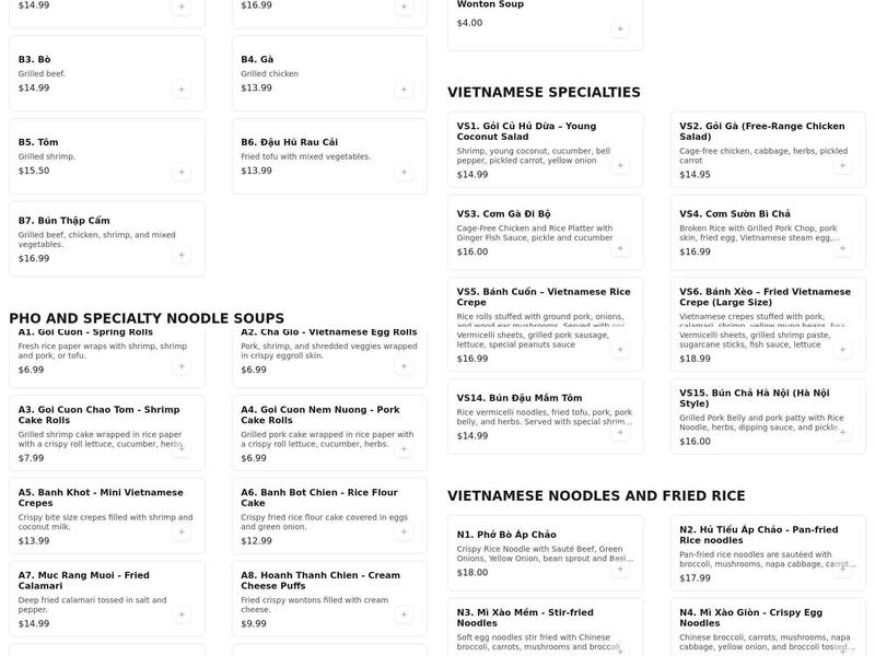 Saigon 512 Menu