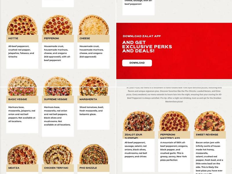 Zalat Pizza Menu