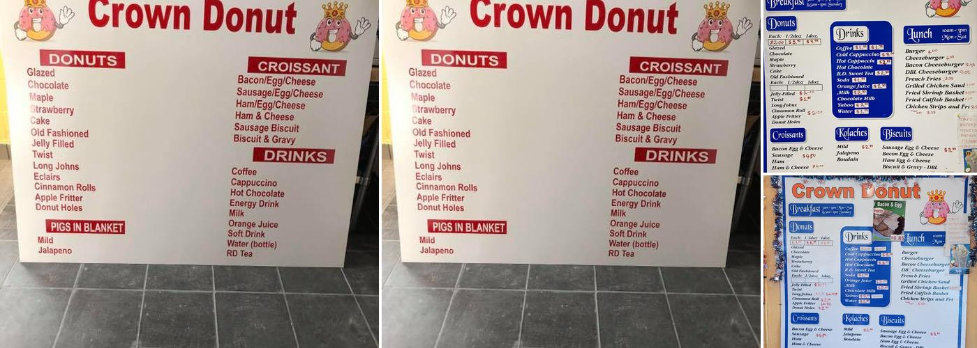 Crown Donuts Menu