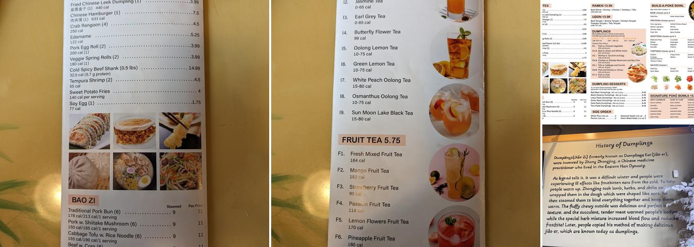 Dumplings & Tea Menu