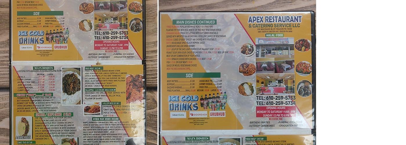 Apex Restaurant Menu