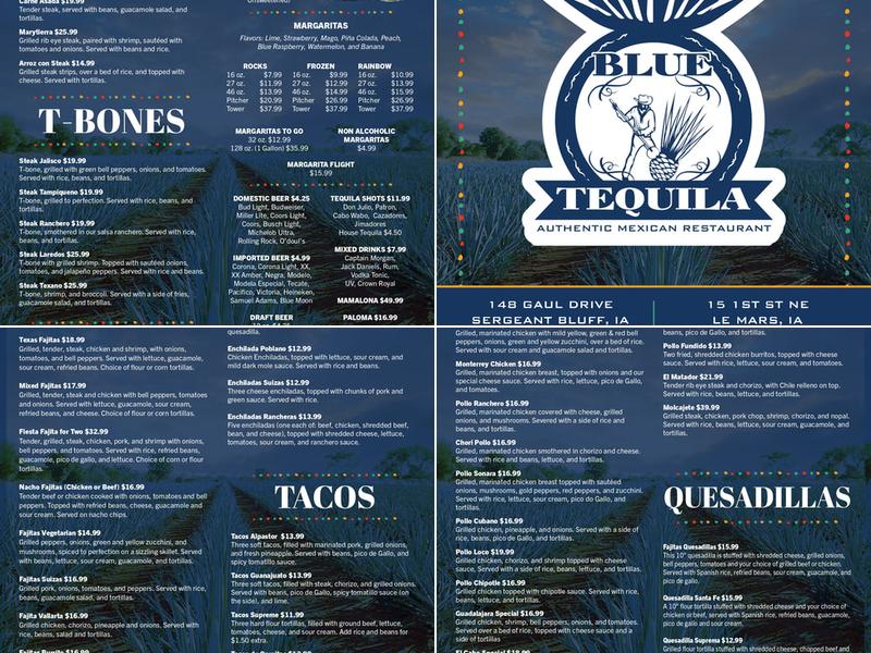 Blue Tequila Menu