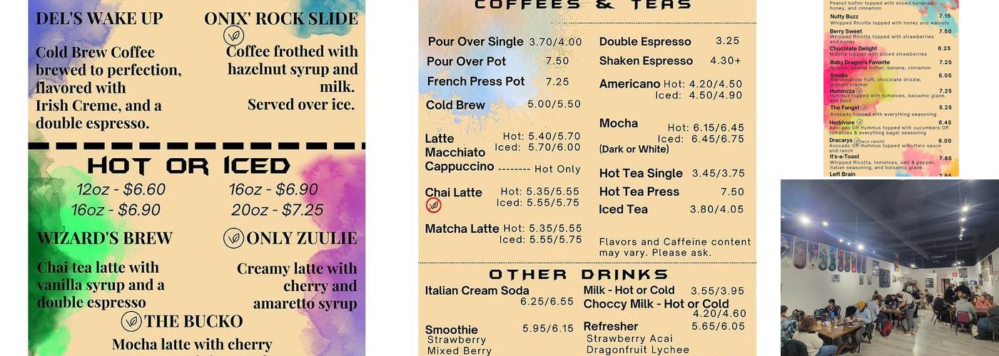 Critical Grind Board Game Cafe Menu