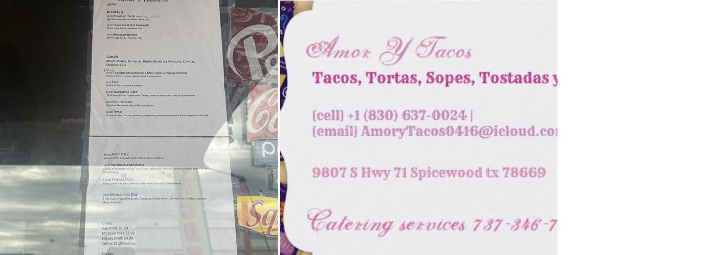 Amor Y Tacos Est 2022 Menu