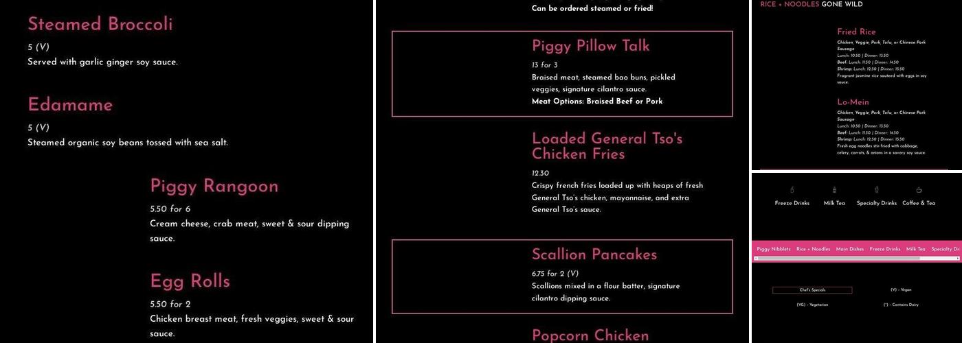 Pink Piggy Menu
