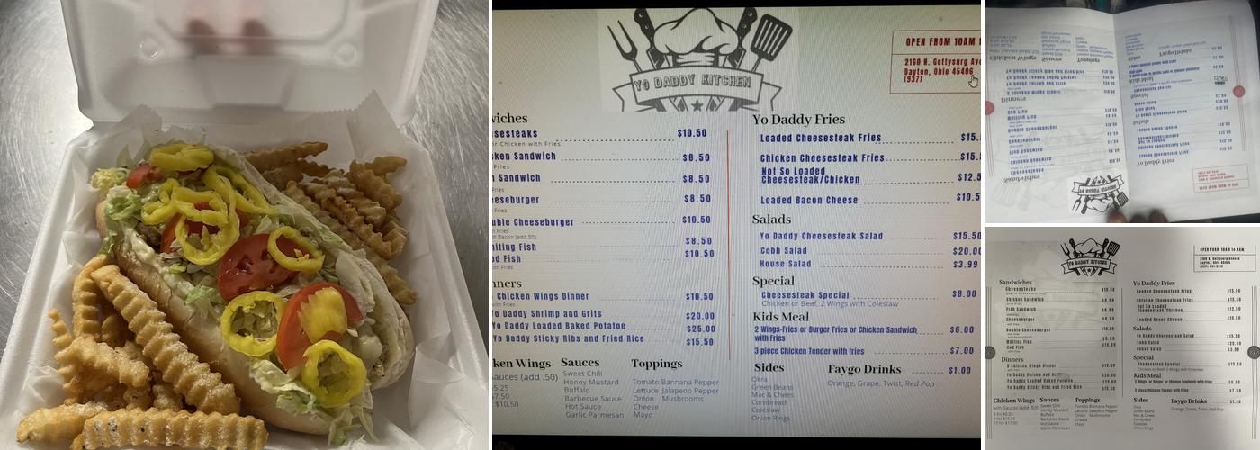 Yo Daddy's kitchen Menu