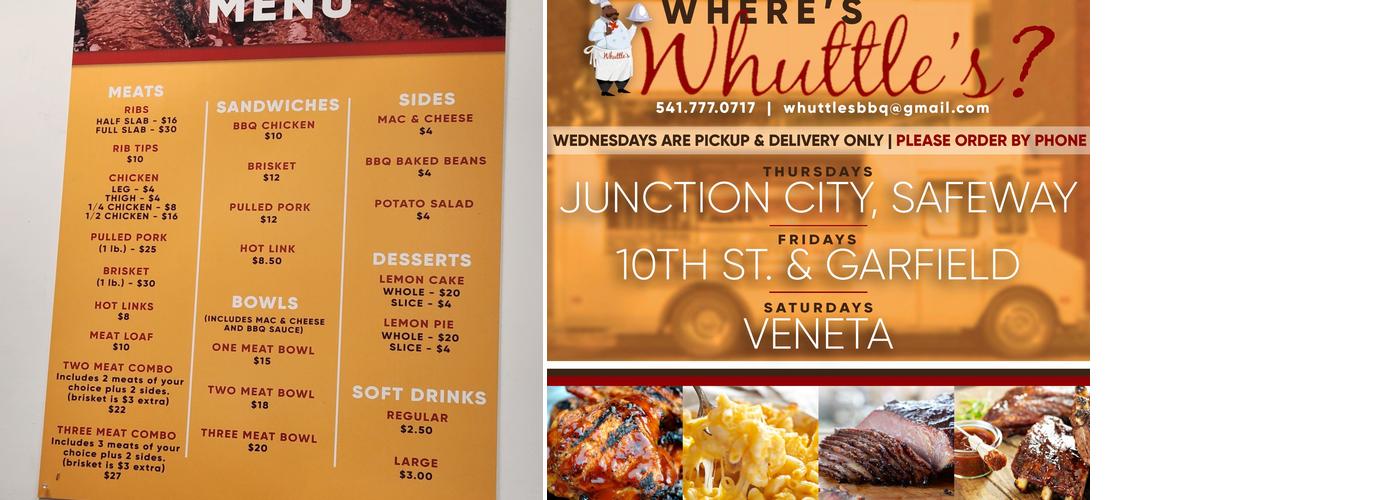 Whuttles BBQ Menu