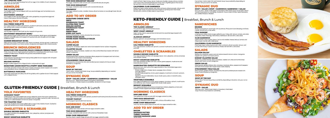 The Toasted Yolk Cafe Menu