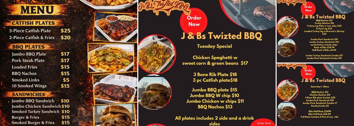 J & Bs Twizted BBQ Menu