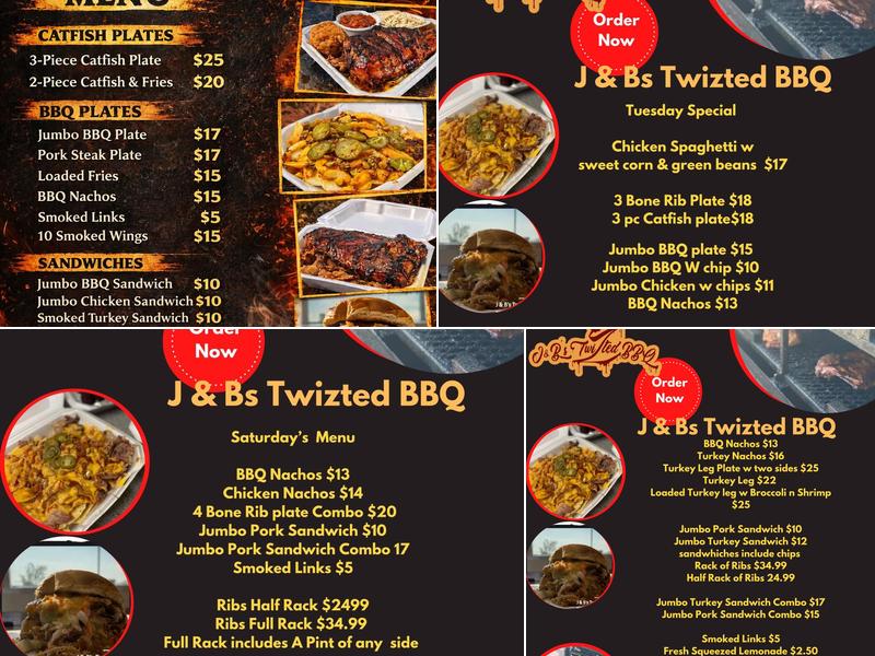 J & Bs Twizted BBQ Menu
