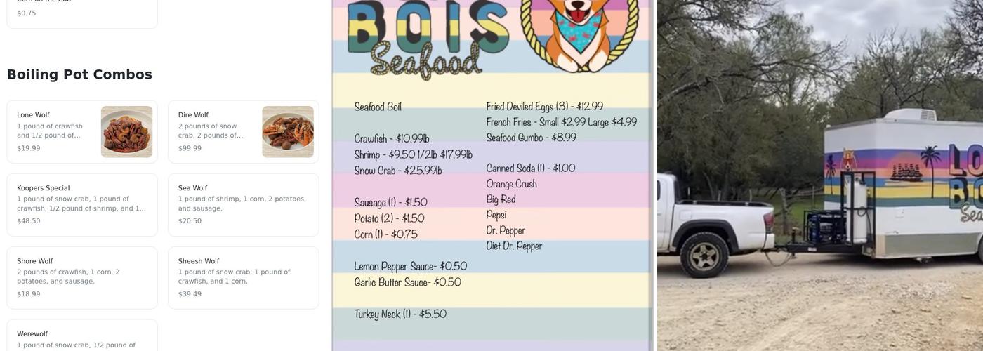 Long Bois Seafood Menu