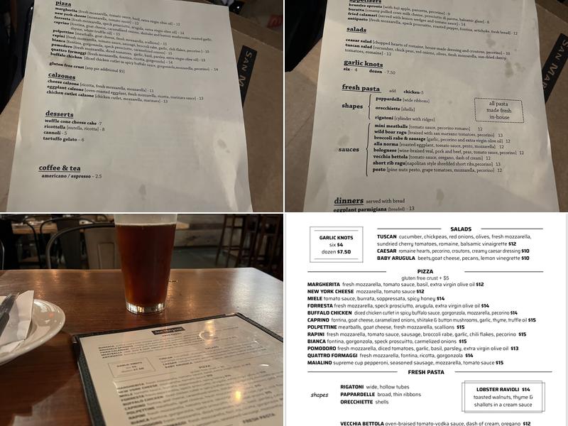 San Marzano Trattoria Menu