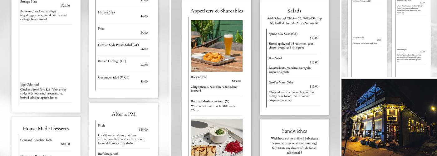 Prost Biergarten Menu