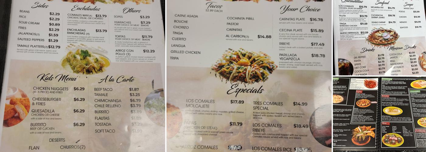 Los Comales Mexican Restaurant and Store Menu