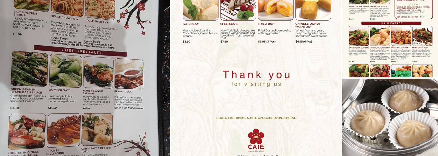 CaiE Oriental Asian Bistro Menu