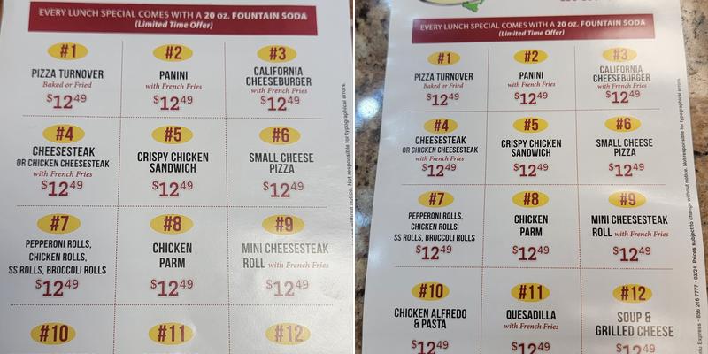 Little Sicily pizza Menu