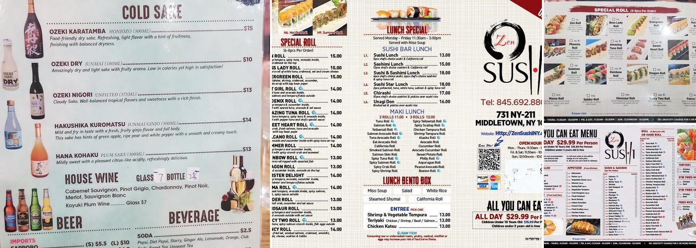 Zen Sushi Menu