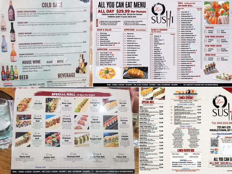 Zen Sushi Menu