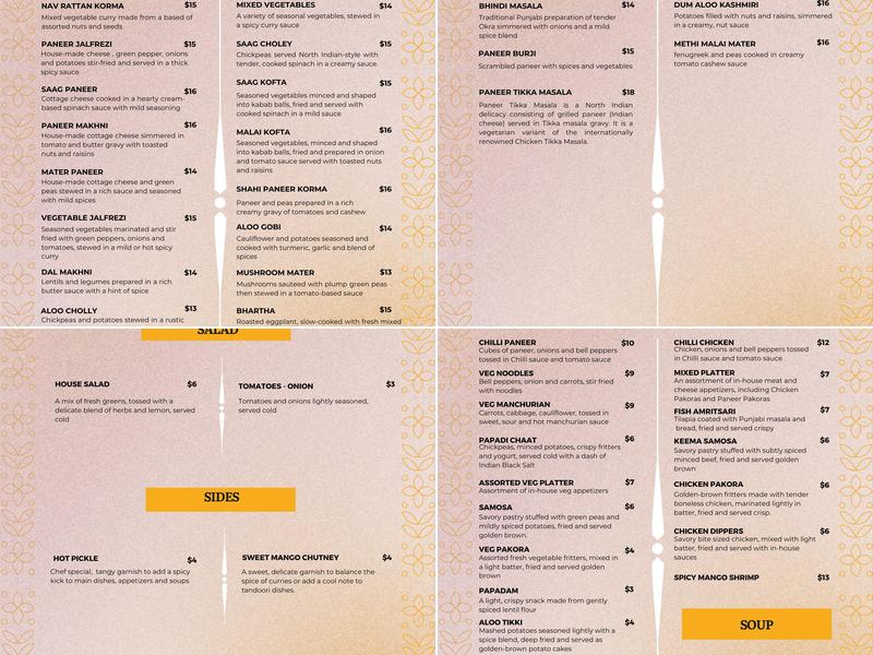 Mehak Indian kitchen and bar Menu