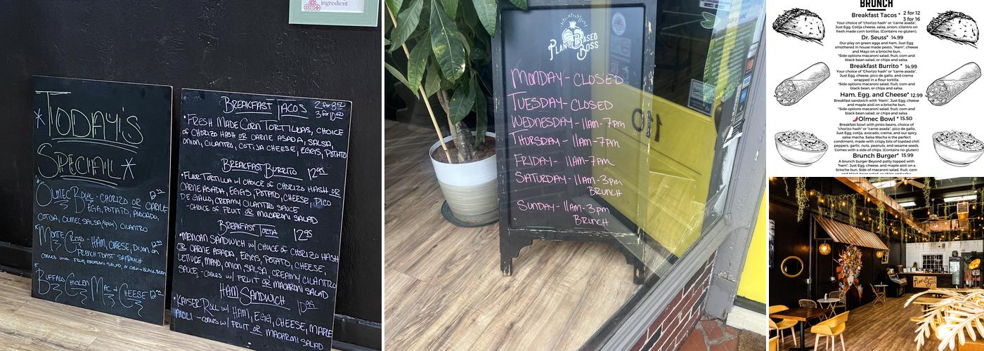 Plant Based Boss Menu