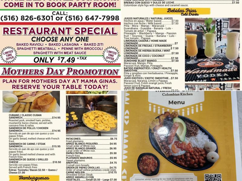 Mamma Gina's Colombian Kitchen Menu