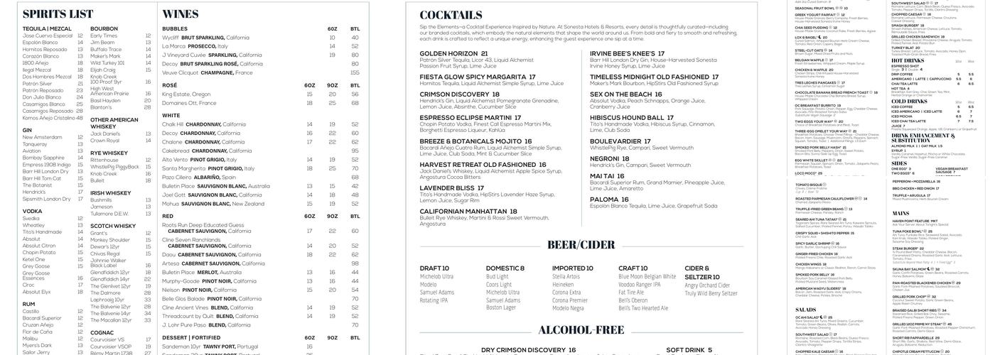 Haven Point Provisions & Spirits Menu
