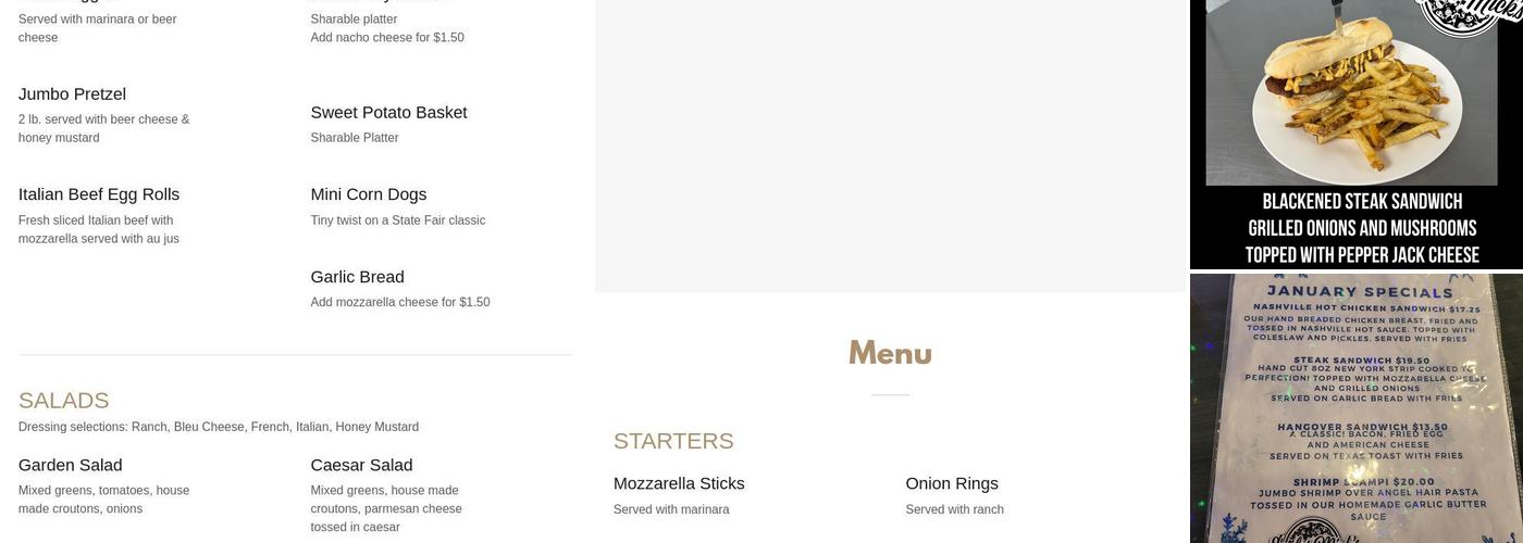 Saylor Mick's Pizza & Pub Menu