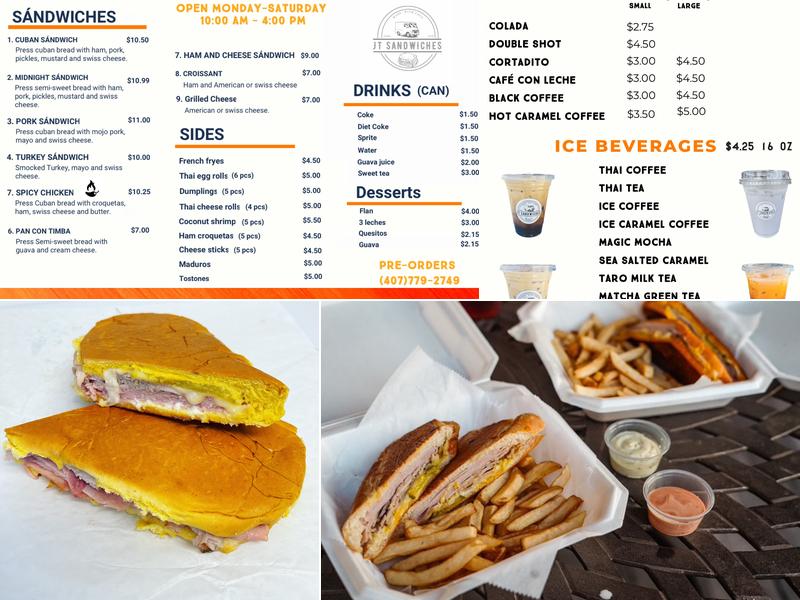 JT Sandwiches Menu