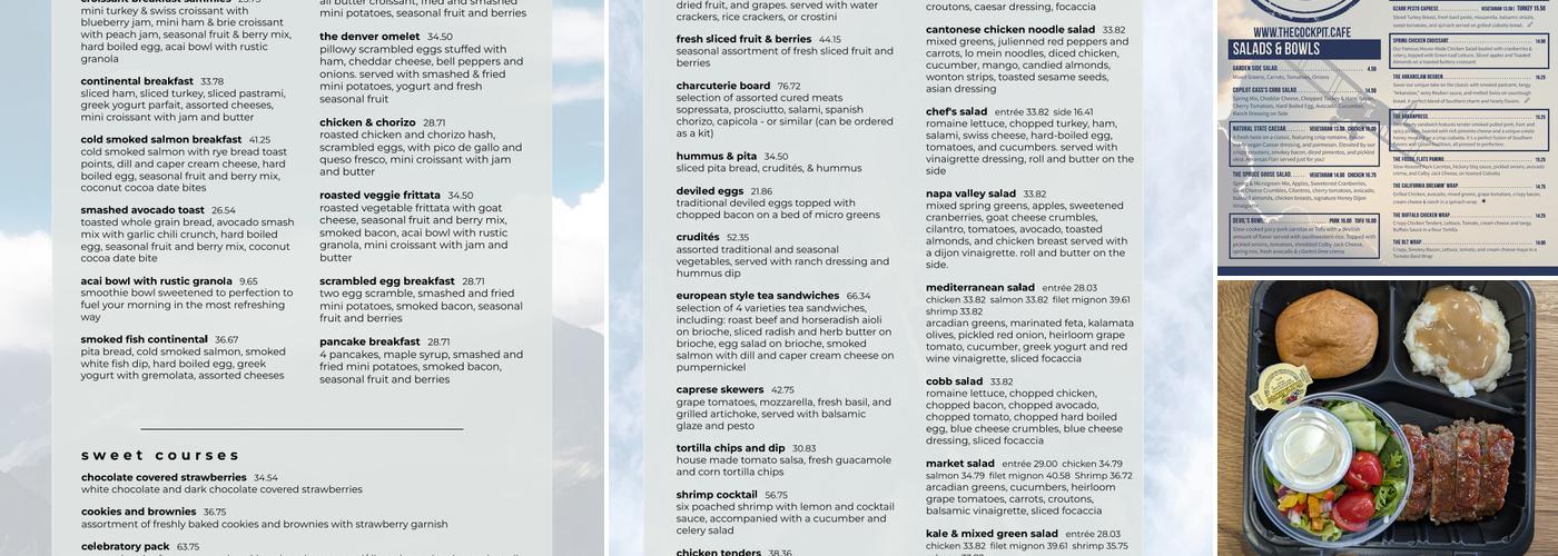The Cockpit Cafe Menu