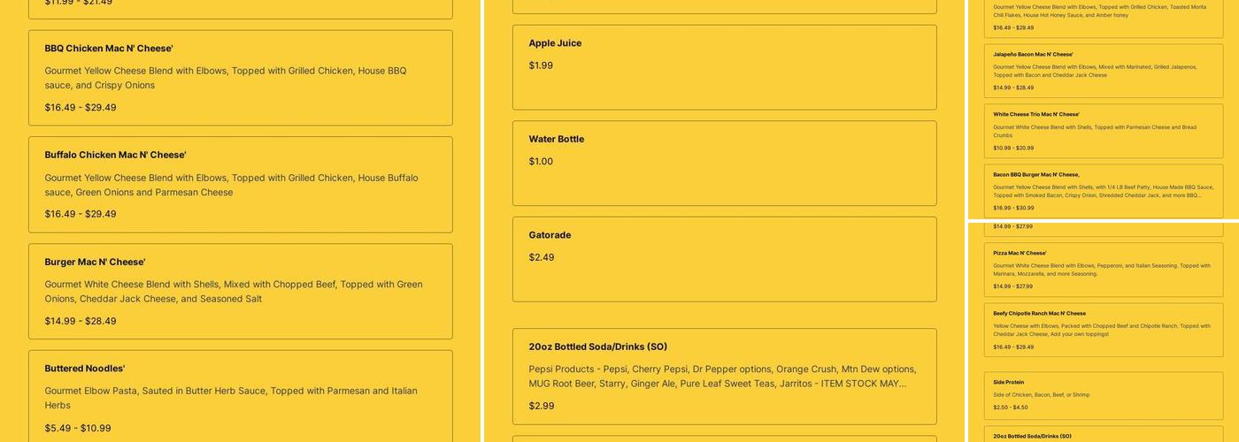 Matt's Smackin Macs Menu