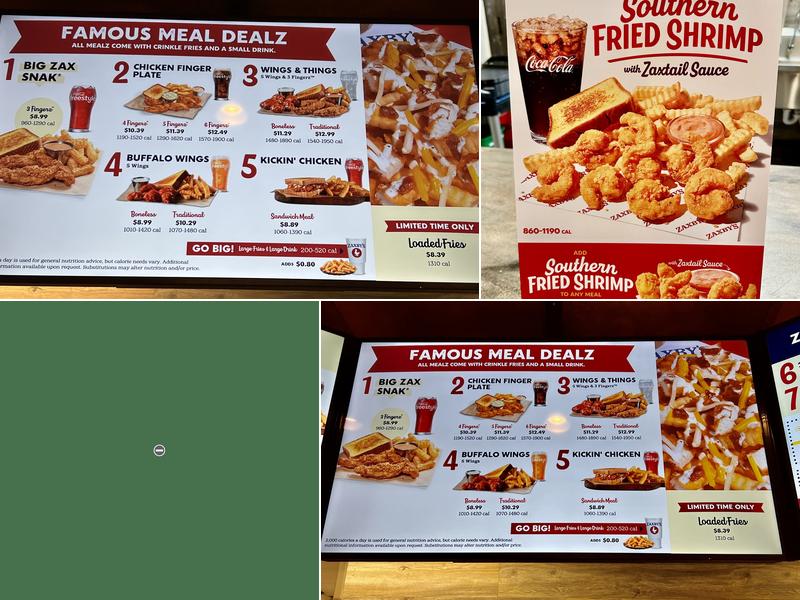 Zaxbys Chicken Fingers & Buffalo Wings Menu