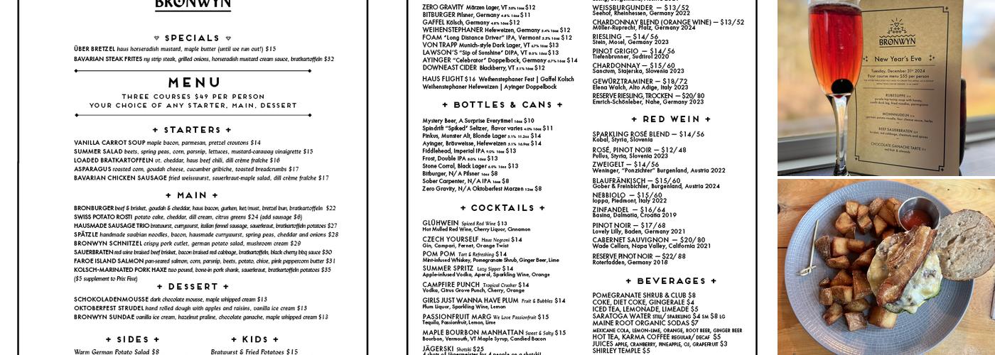 BRONWYN on Battenkill Menu