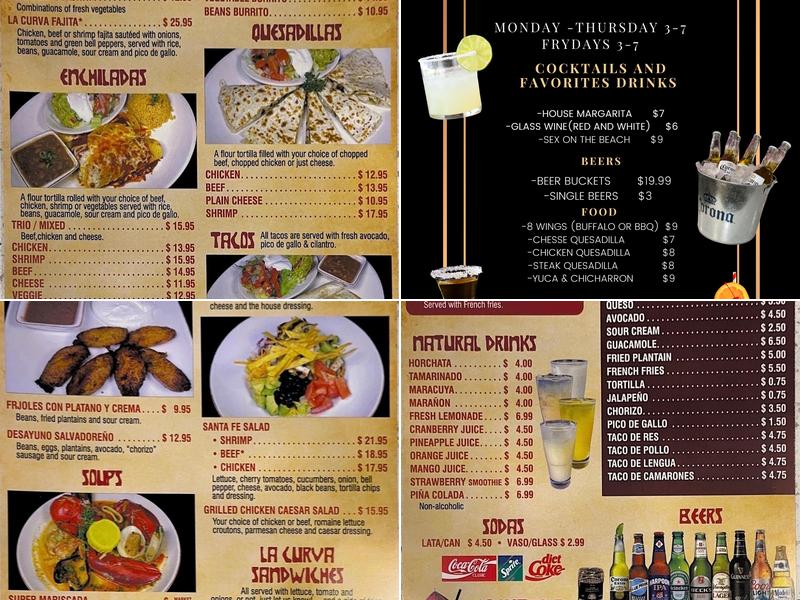 La Curva Restaurant Tex Mex Bar & Grill Menu