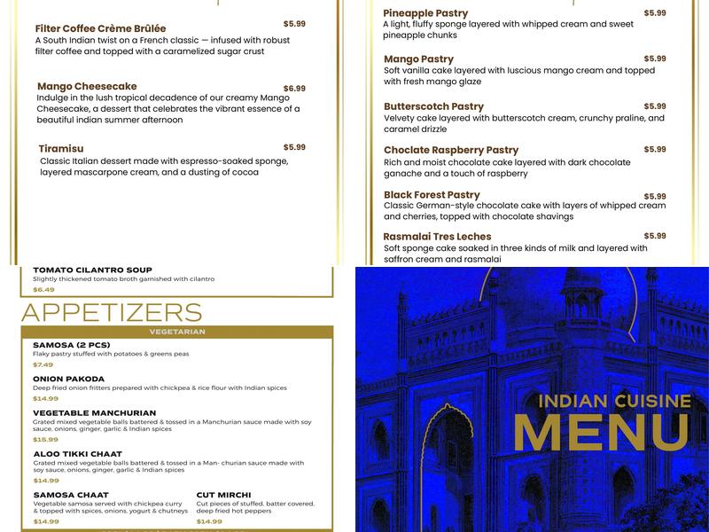 Paradise Indian Cuisine Menu