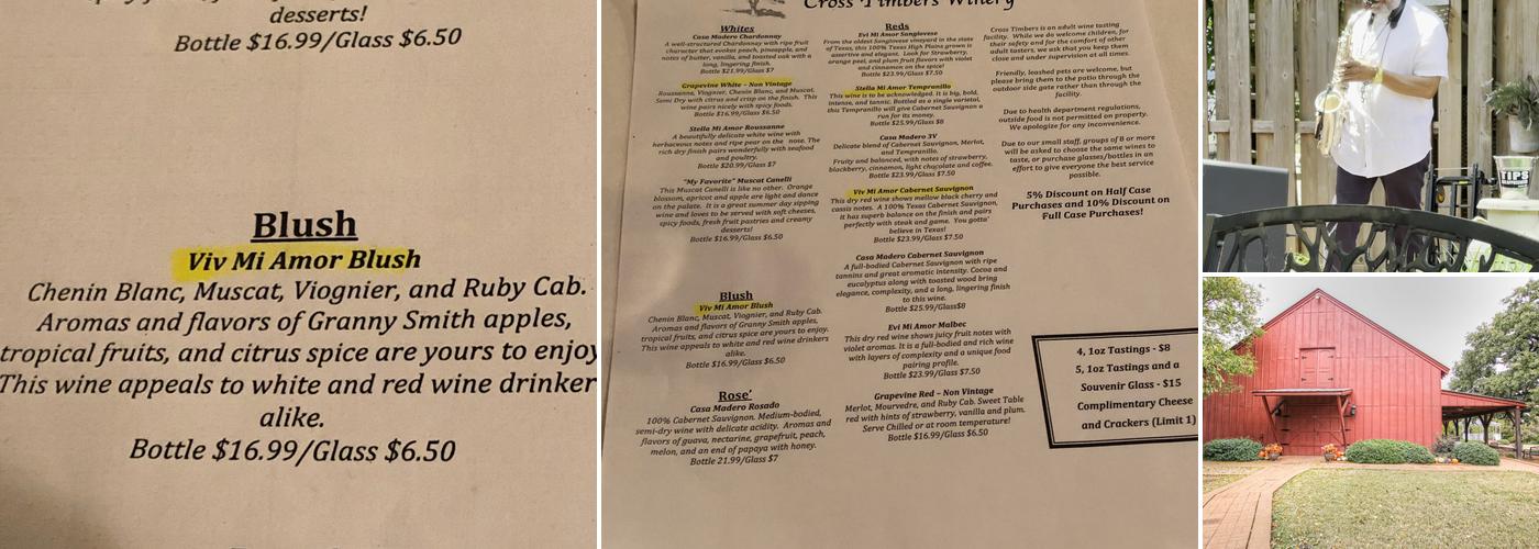 Cross Timbers Winery Menu