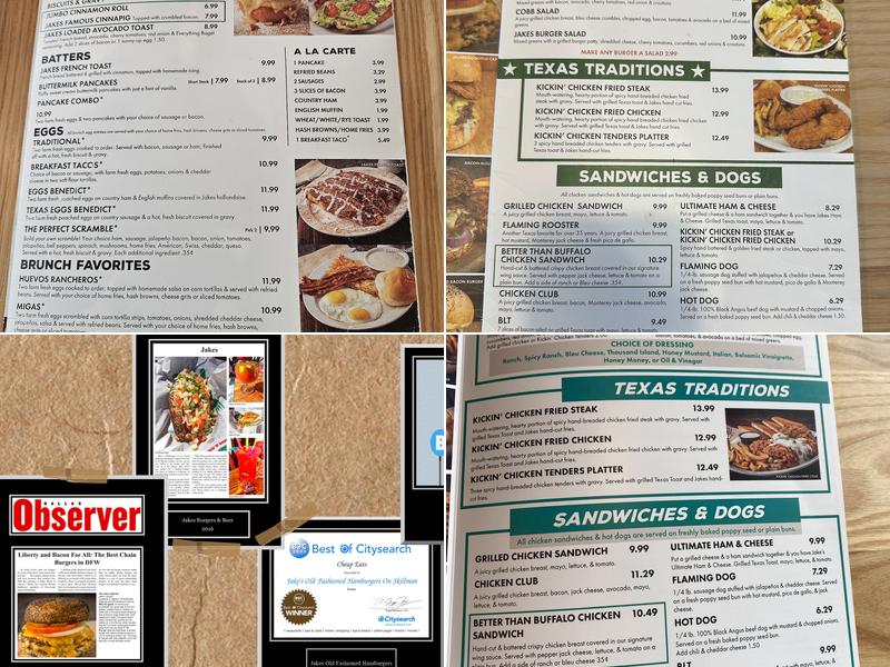 Jakes Burger and Beer Menu