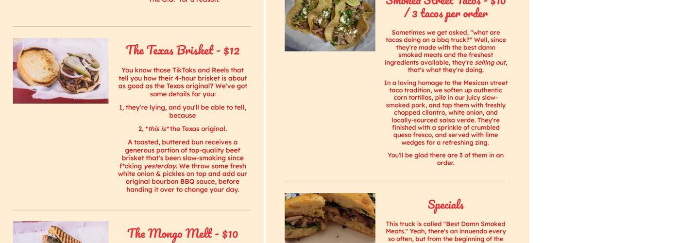 Best Damn Smoked Meats - BDSM BBQ Menu