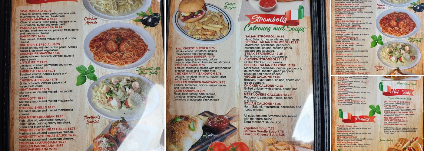 Brothers Italian Cuisine Menu