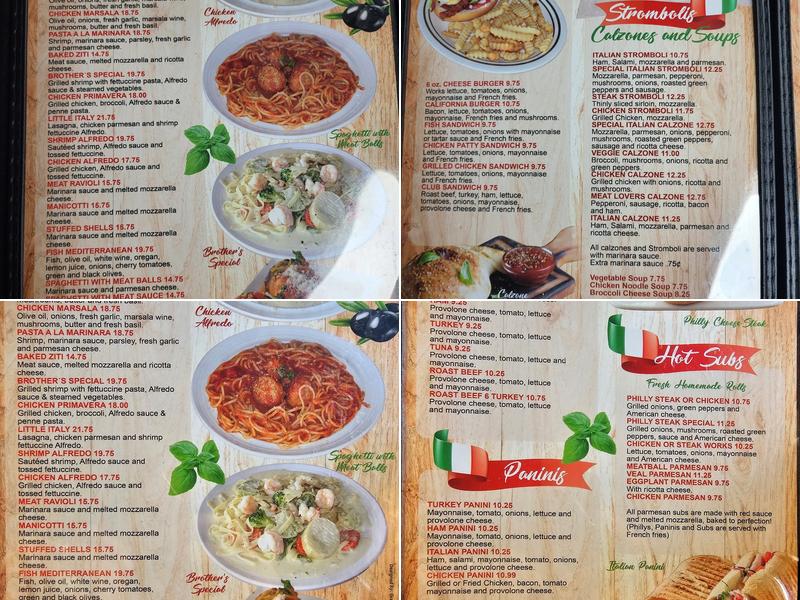 Brothers Italian Cuisine Menu