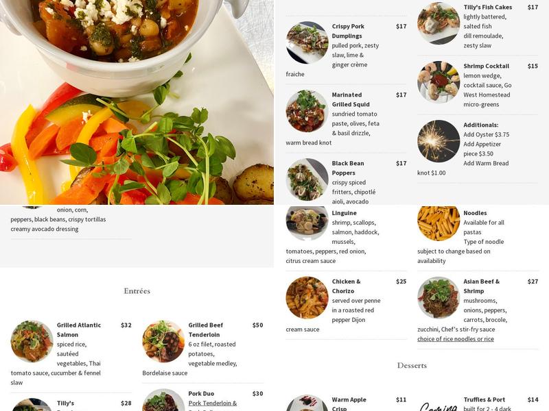 Tilly's Kitchen Menu