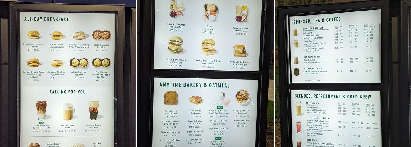 Starbucks Menu