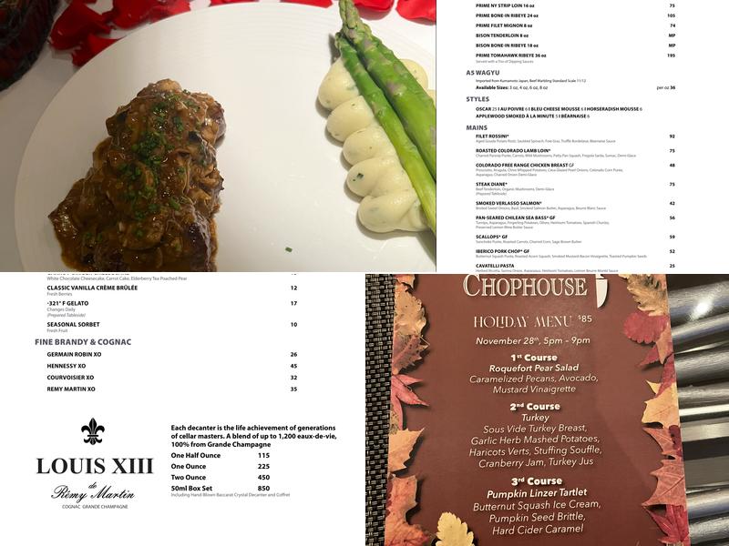 Monarch Chophouse Menu