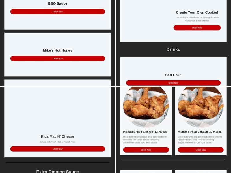 Michael’s Fried Chicken Menu