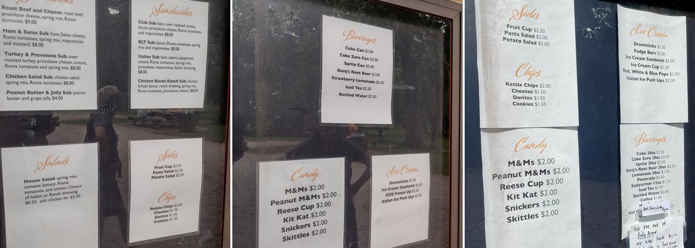 Harman's Landing Menu