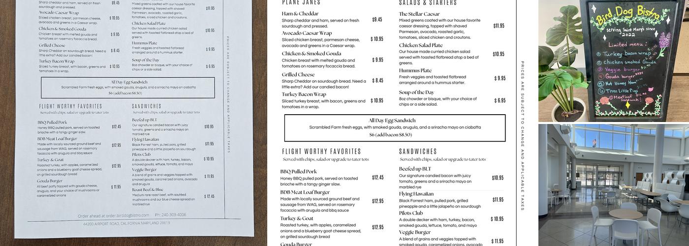 Bird Dog Bistro Menu