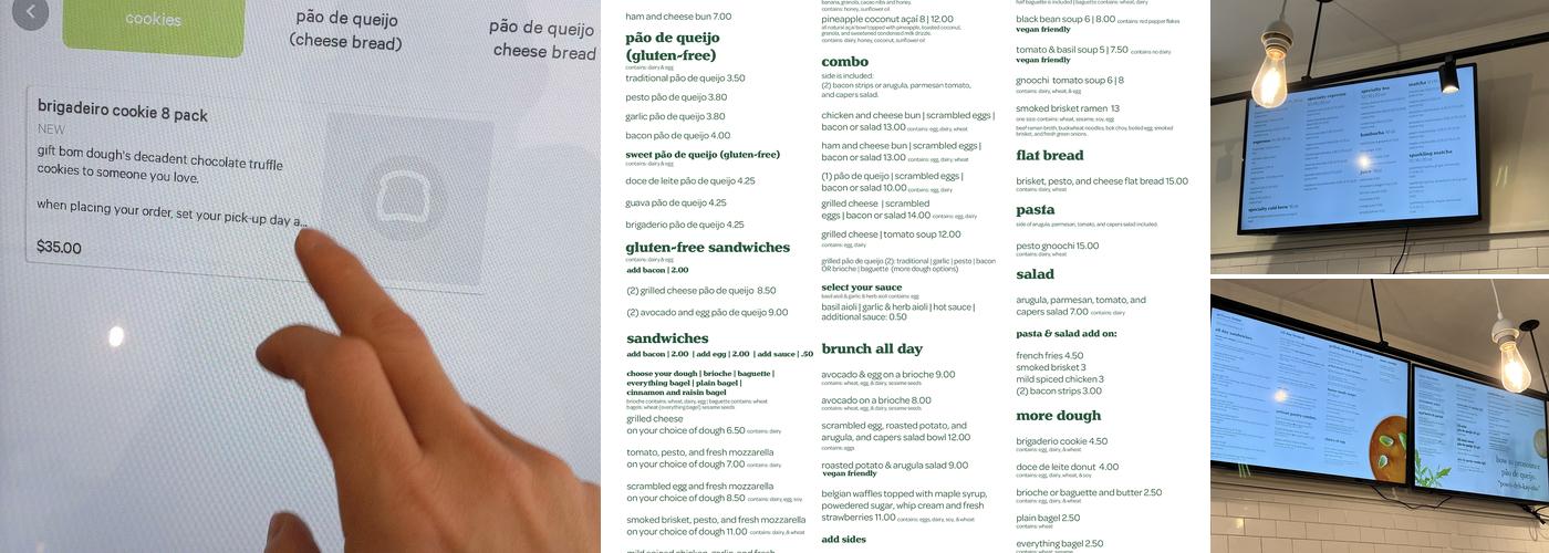 bōm dough - restaurant and coffee bar Menu